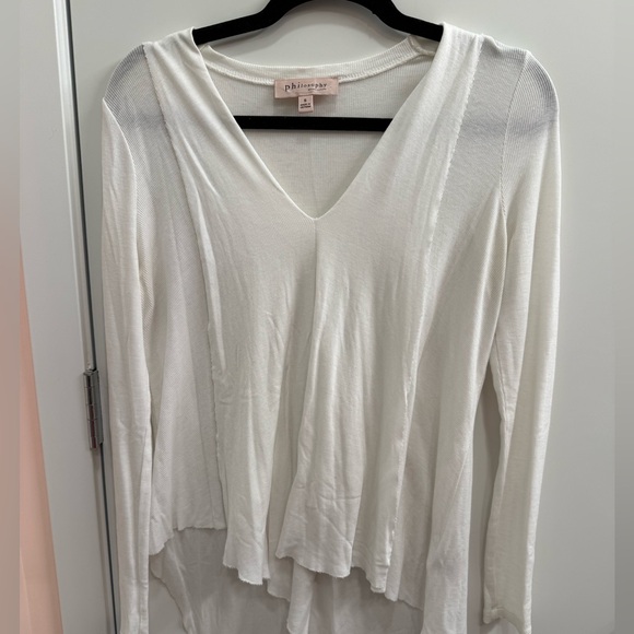 Philosophy Tops - Philosophy White V neck Sweater Tunic